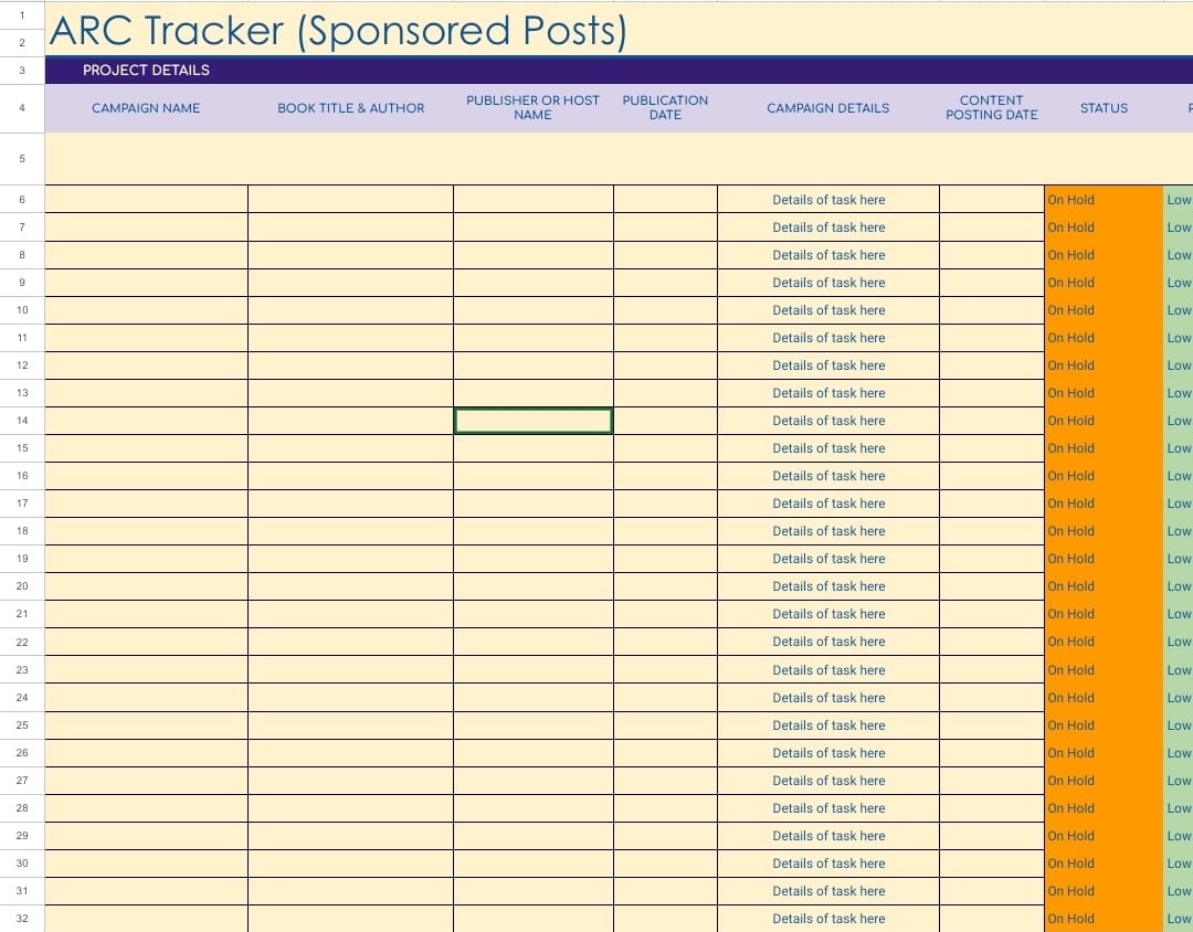 Arc tracker sheet screenshot